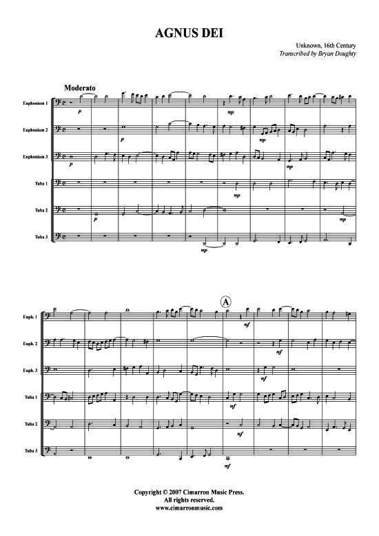 Agnus Dei (Tuba-Ensemble Bariton Pos+Tuba) (Ensemble (Blechbl ser)) von Giovanni Piergluigi da Palestrina