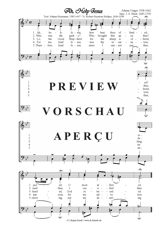 Ah Holy Jesus (Gemischter Chor) (Gemischter Chor) von Johann Cr ger (1598  1662) Satz J.-S.Bach 1685-1750