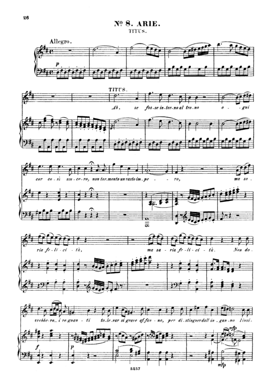Ah se fosse intorno al trono (Klavier + Tenor Solo) (Klavier  Tenor) von W. A. Mozart (K.621)