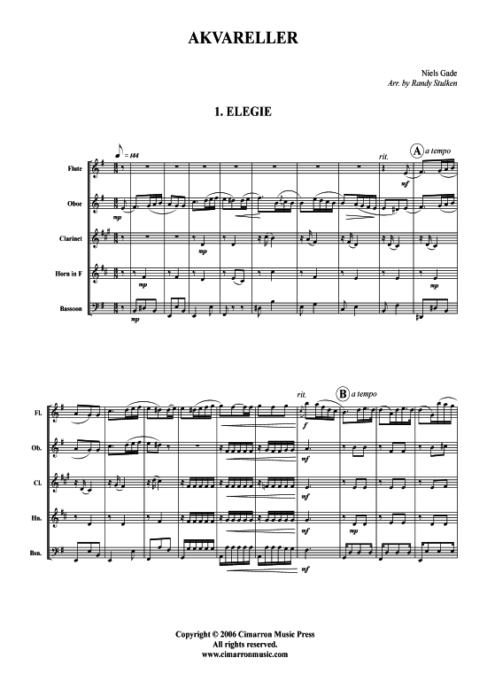 Akvareller 150 10 S auml tze (Holzbl auml ser-Quintett) (Quintett (Holzbl ser)) von Niels Wilhelm Gade