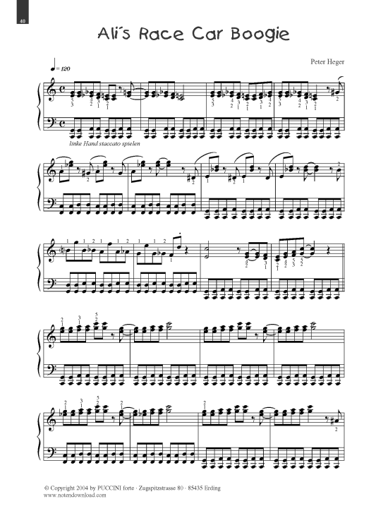 Ali acute s Race Car Boogie (Klavier Solo mittelschwer) (Klavier Solo) von Peter Heger (aus Boogies Band 3)