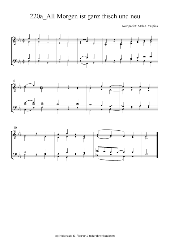 All ist ganz frisch und neu Quartett in C PDF Noten von Melch. Vulpius in NSF220aKBM