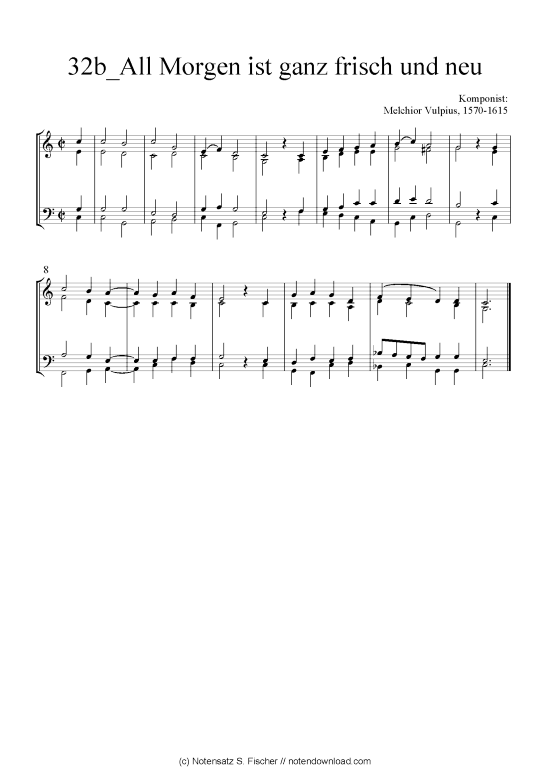 All ist ganz frisch und neu Quartett in C PDF Noten von Melchior Vulpius, 15701615 in