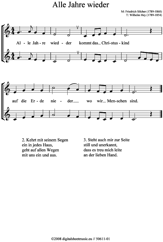 Alle Jahre wieder 2x Trompete in B PDF Noten von Weihnachtslied sehr