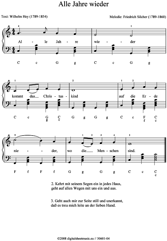 Alle Jahre wieder - PDF Noten von Weihnachtslied in - 50601-04