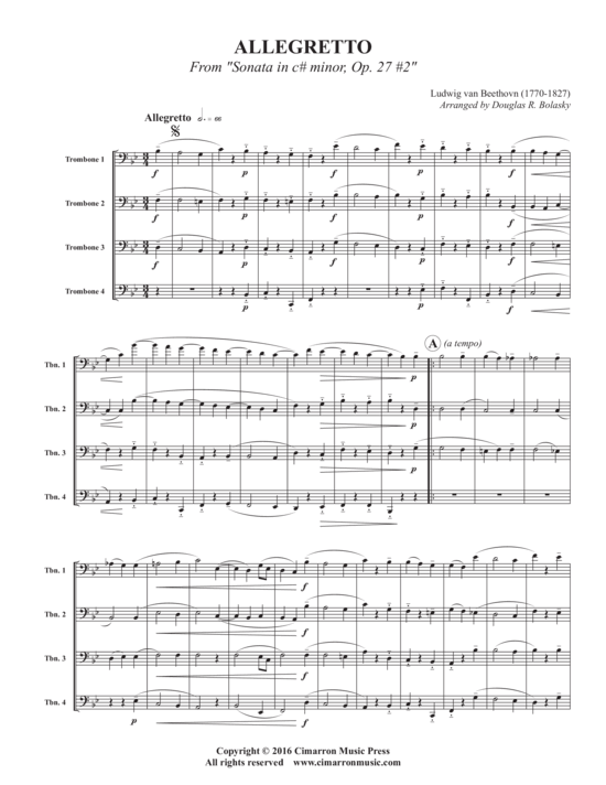 Allegretto (Posaunenquartett) (Quartett (Posaune)) von Ludwig Van Beethoven