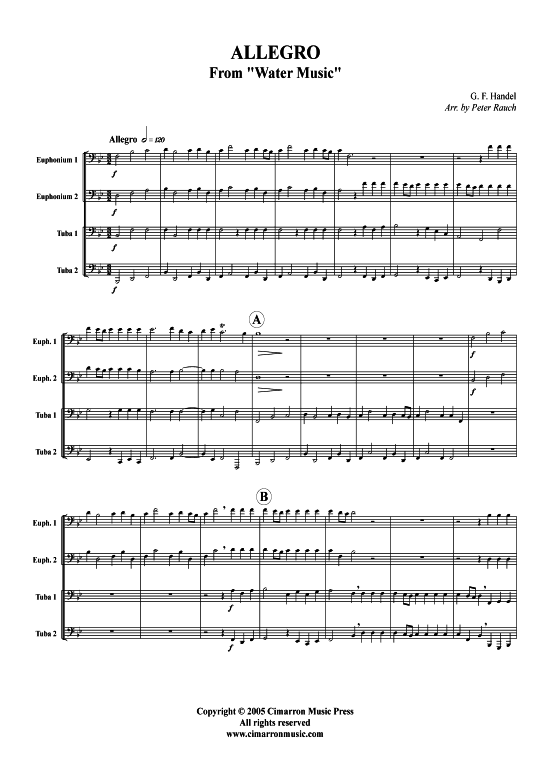 Allegro (Tuba Quartett 2x Bariton 2xTuba) (Quartett (Tuba)) von G. F. H auml ndel (aus Wassermusik)