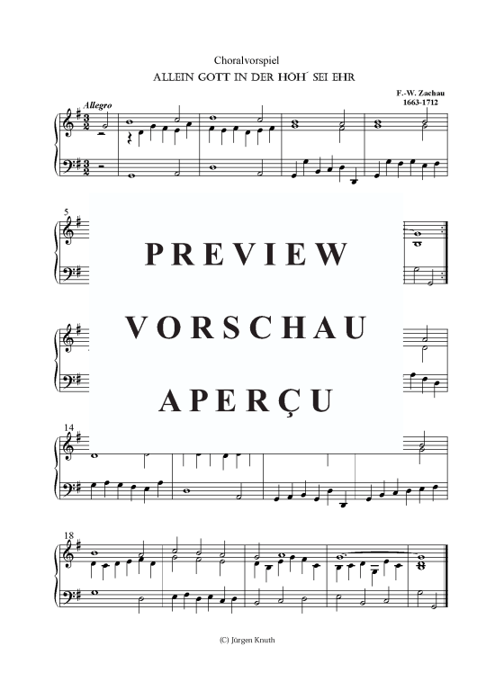 Allein Gott in der H h sei Ehr (Orgel Solo) (Orgel Solo) von F.-W. Zachau