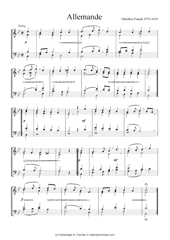Allemande II (Quartett Bl ser klingend) (Posaunenchor) von Melchior Franck 1573-1639