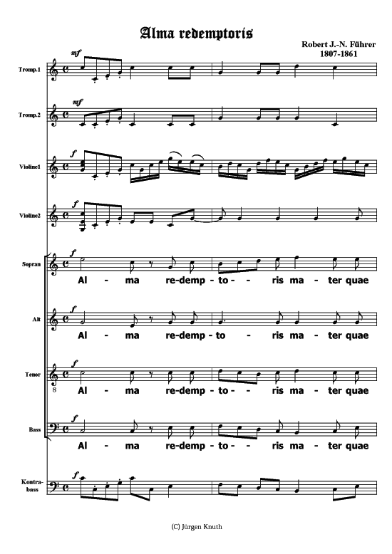 Alma redemptoris (Gemischter Chor + 2x TRP 2x VL KB) (Gemischter Chor Bl ser Streicher) von Robert J.-N. F hrer 1807-1861