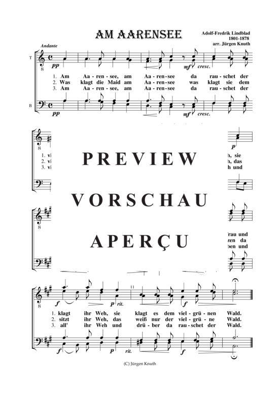 Am Aarensee (M nnerchor) (M nnerchor) von Adolf-Fredrik Lindblad (1801-1878)