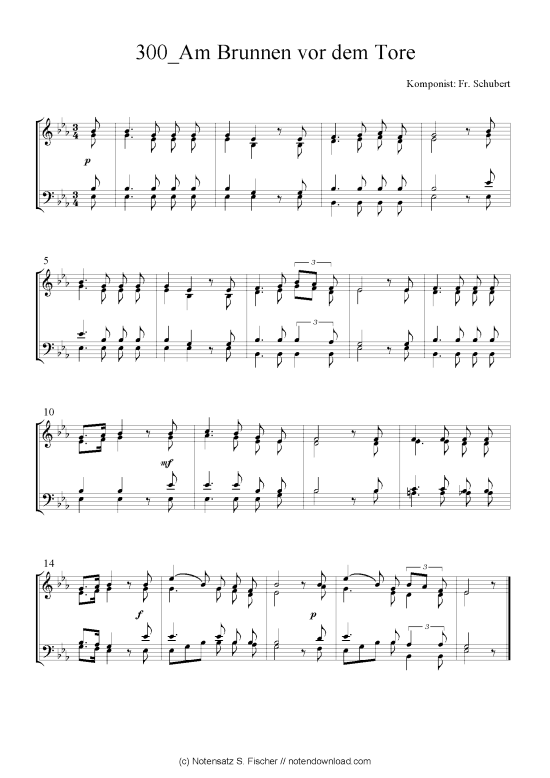 Am Brunnen vor dem Tore Quartett in C PDF Noten von Fr. Schubert in NSF300KBM