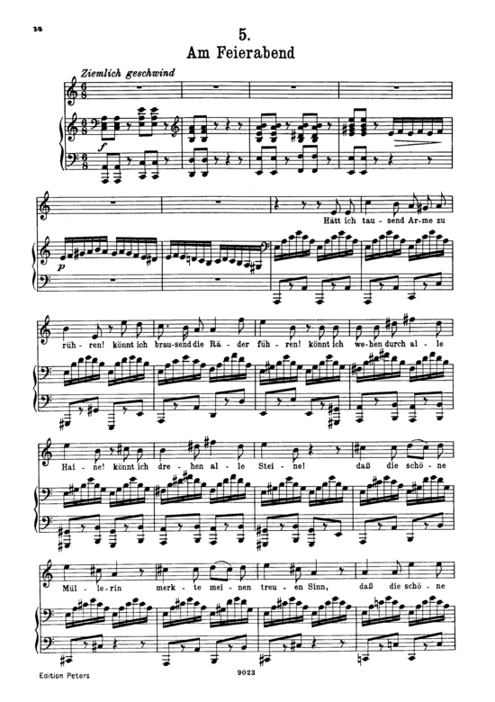 Am Feierabend D.795-5 (Die Sch ne M llerin) (Gesang hoch + Klavier) (Klavier  Gesang hoch) von Franz Schubert