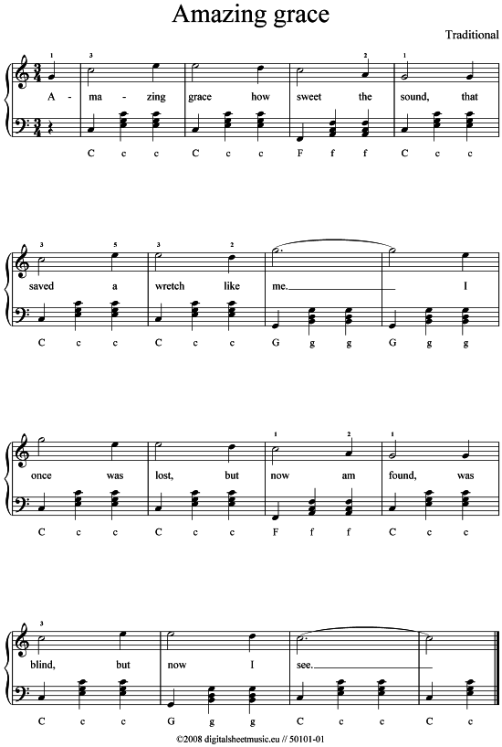 Amazing Grace (Akkordeon Solo) (Akkordeon) von Traditional