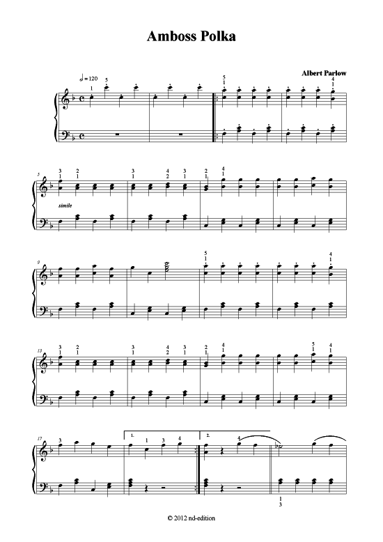 Amboss Polka (Klavier solo leicht) (Klavier einfach) von Albert Parlow (bearb.)