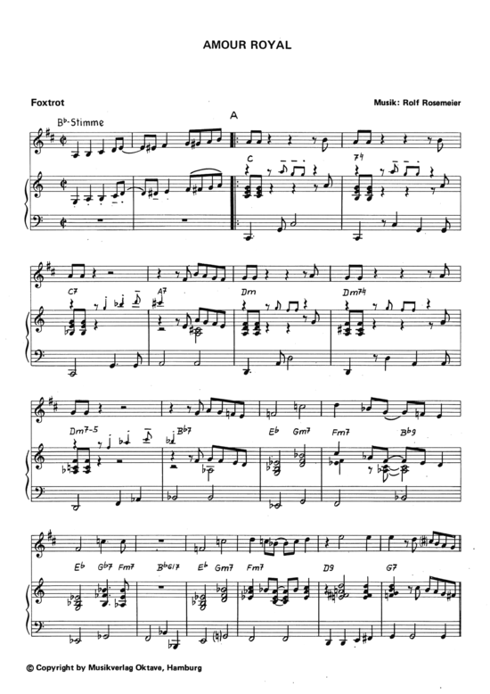 Amour Royal (Klavier + Stimme in B) (Klavier  Trompete) von Foxtrott (1971)
