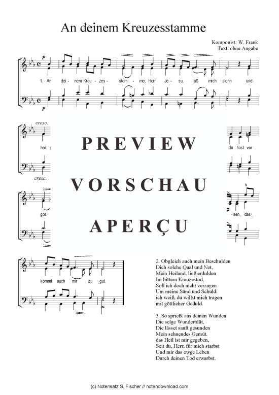 An deinem Kreuzesstamme (Gemischter Chor) (Gemischter Chor) von W. Frank 