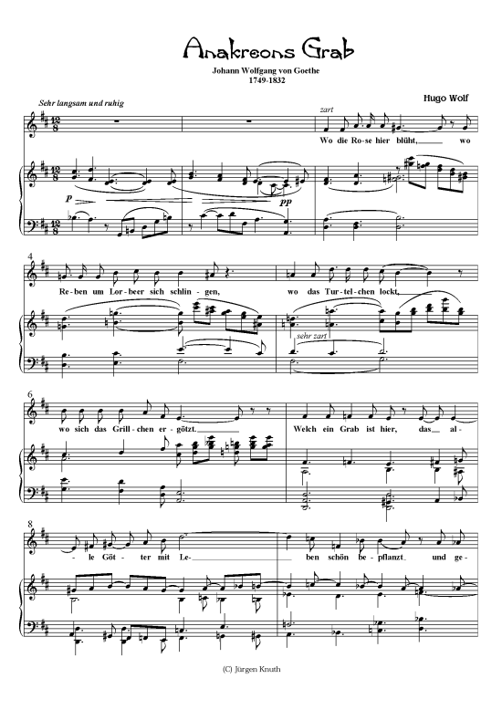 Anakreons Grab (Klavier + Gesang) (Klavier  Gesang) von Hugo Wolf