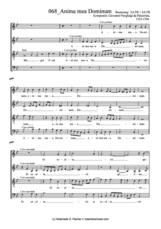 Anima mea Dominum (Gemischter Chor) (Gemischter Chor) von Giovanni Piergluigi da Palestrina 1525-1594 