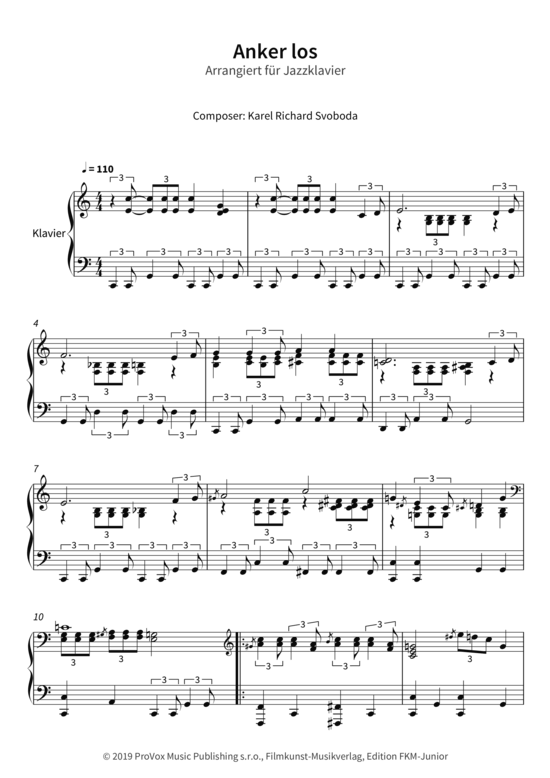 Anker los - Arrangiert f r Jazzklavier (Klavier Solo) (Klavier Solo) von Karel Richard Svoboda