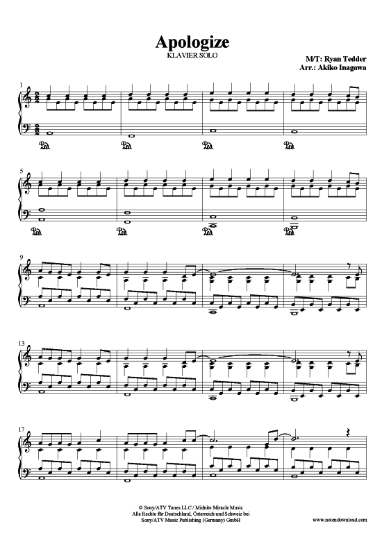 Piano apologize deals