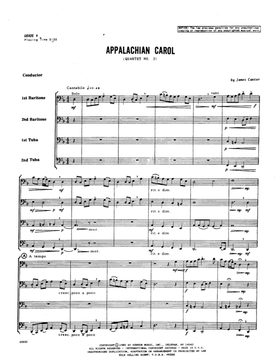 Appalachian Carol (Tuba Quartett EETT) (Quartett (Tuba)) von James Canter