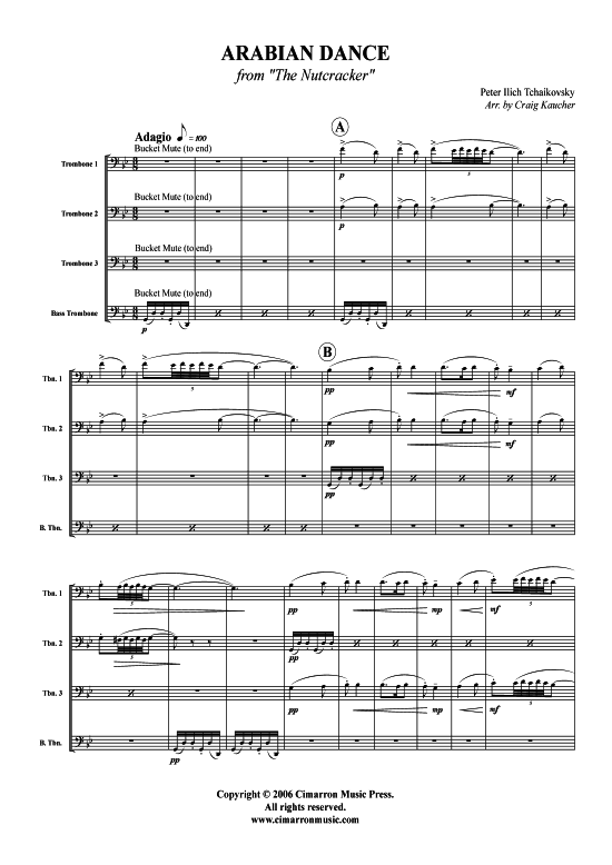 Arabian Dance (Posaunen-Quartett) (Quartett (Posaune)) von Peter Tschaikowski (aus Nussknacker)