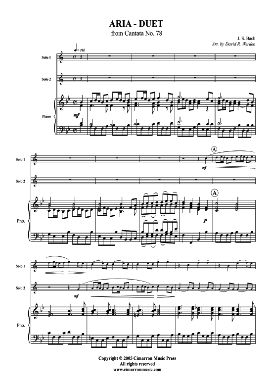 Aria-Duett (2x Trompete + Klavier) (Trio (Klavier  2 St.)) von J. S. Bach (Kantate Nr. 78)