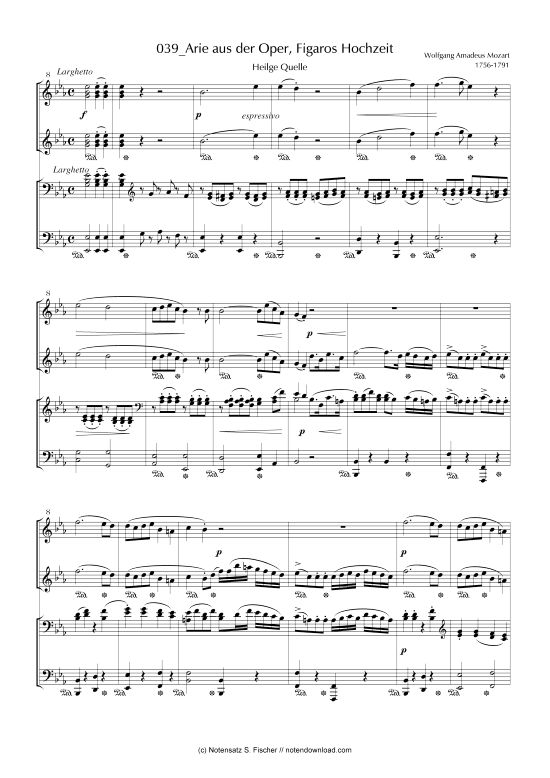 Arie aus der Oper Figaros Hochzeit Heilge Quelle (Klavier vierh ndig) (Klavier vierh ndig) von Wolfgang Amadeus Mozart 1756-1791 