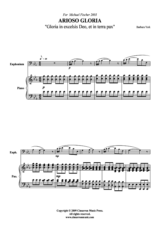 Arioso Gloria (Bariton Pos + Klavier) (Klavier  Bariton (Posaune)) von Barbara York