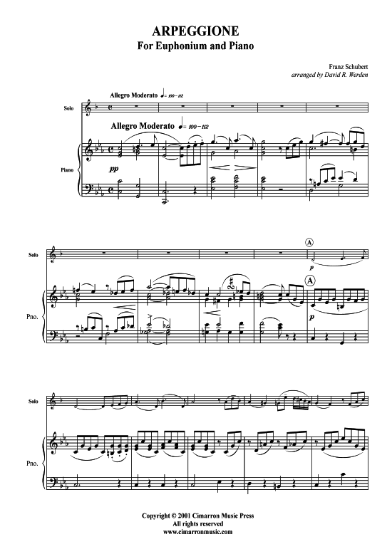 Arpeggione (Bariton Pos + Klavier) (Klavier  Bariton (Posaune)) von Franz Schubert