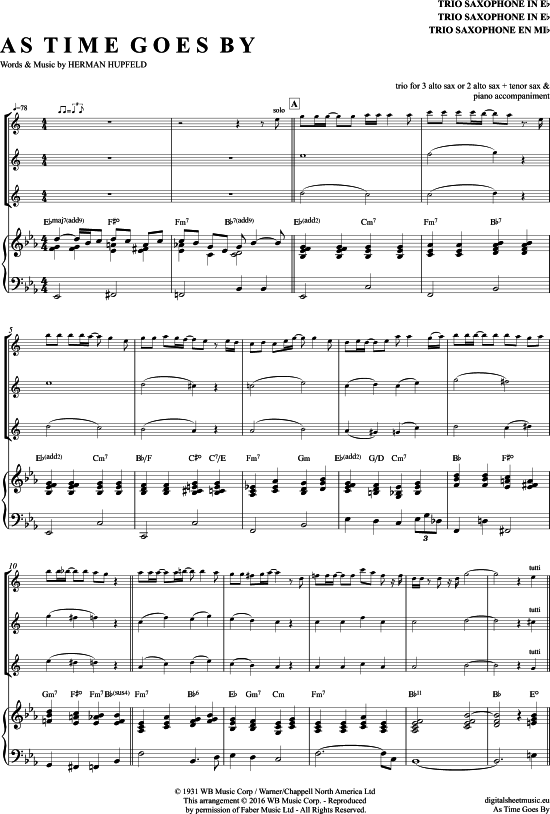 As Time Goes By (Saxophon Trio AAA(T) + Klavier) (Trio (Saxophon)) von Rod Stewart