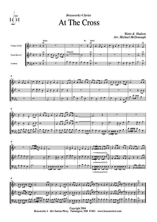 At The Cross (Trp B Horn F Pos) (Trio (Blech Brass)) von Watts