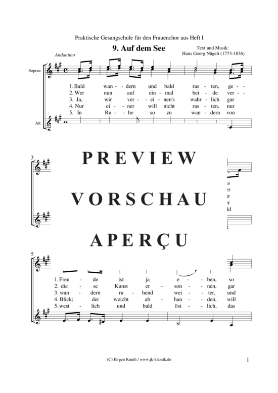 Auf dem See (Frauenchor) (Frauenchor) von Hans Georg N geli
