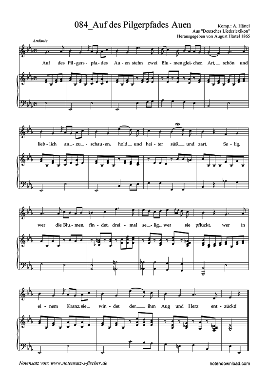Auf des Pilgerpfades Auen (Klavier + Gesang) (Klavier  Gesang) von August H rtel