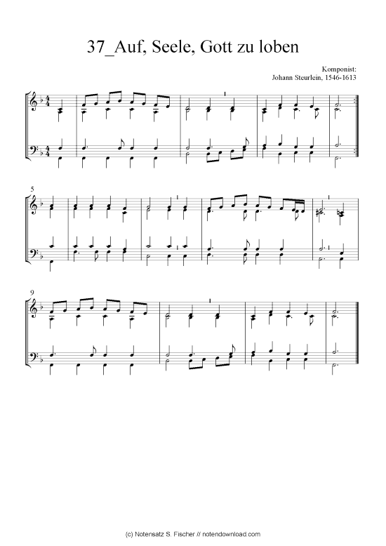 Auf, Seele, Gott zu loben Quartett in C PDF Noten von Johann