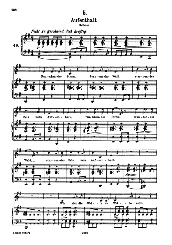 Aufenthalt D 957-5 (Schwanengesang) (Gesang hoch + Klavier) (Klavier  Gesang hoch) von Franz Schubert