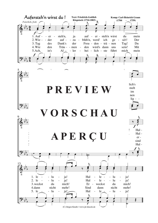 Aufersteh n wirst du  (M nnerchor) (M nnerchor) von Carl-Heinrich Graun