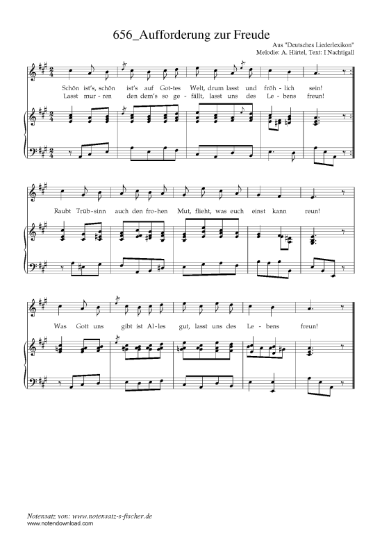 Aufforderung zur Freude (Klavier + Gesang) (Klavier  Gesang) von Aus Deutsches Liederlexikon A. H rtel (1865)