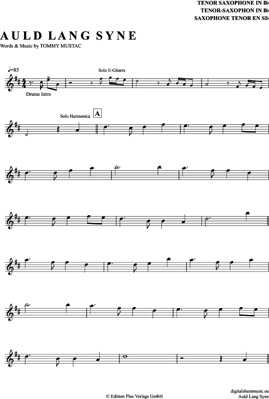 Auld Lang Syne (Tenor-Sax) (Tenor Saxophon) von Michael Hirte