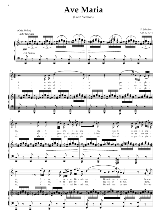Ave Maria D.839 (Gesang hoch + Klavier) (C-Dur) (Klavier  Gesang hoch) von Franz Schubert