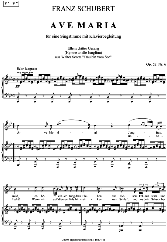 Ave Maria - PDF Noten von Franz Schubert 1797-1828 / Michael Hirte in