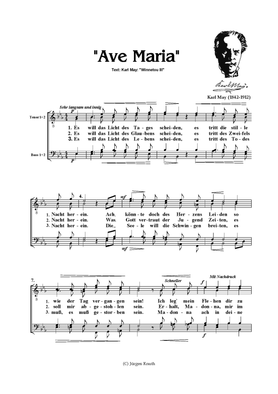 Ave Maria (M nnerchor) (M nnerchor) von Karl May (Text aus Winnetou 3)