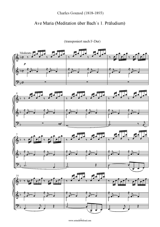 Ave Maria (Orgeltranskription) (Orgel Solo) (Orgel Solo) von J. S. Bach Ch. Gounod