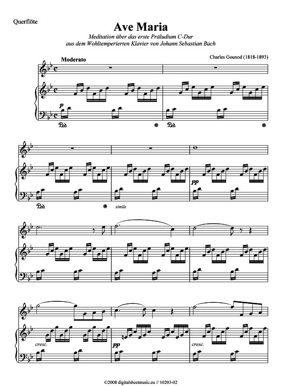 Ave Maria (Querfl te + Klavier) (Klavier  Querfl te) von Charles Gounod (1818-1893)