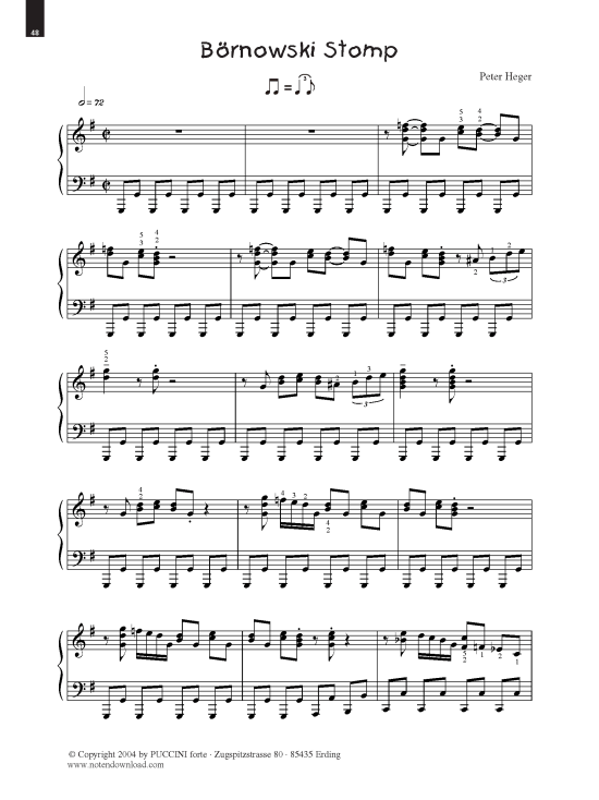 B ouml rnowski Stomp (Klavier Solo anspruchsvoll) (Klavier Solo) von Peter Heger (aus Boogies Band 5)