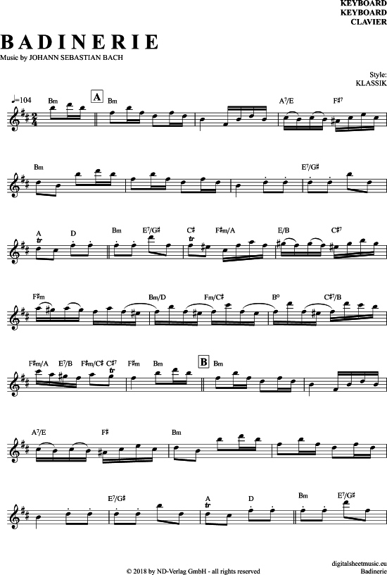 Badinerie (Keyboard) (Keyboard) von Johann Sebastian Bach