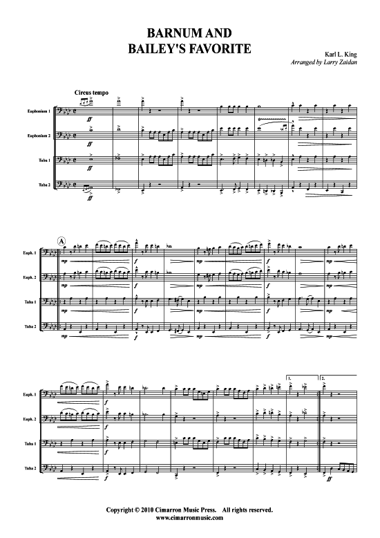 Barnum and Bailey s Favorite (Tuba Quartett 2x Bariton 2xTuba) (Quartett (Tuba)) von King Karl L.