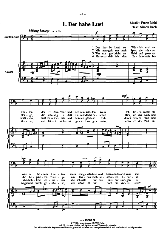 Barocke Lebensfreude (Bariton Solo Gemischter Chor + Klavier Cembalo) (Gemischter Chor Soli Klavier) von Franz Biebl
