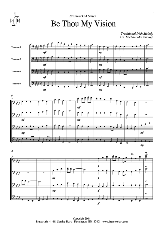 Be Thou My Vision (Posaunen-Quartett) (Quartett (Posaune)) von Irische Melodie